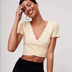 Babaton sculpt cross-front top brown